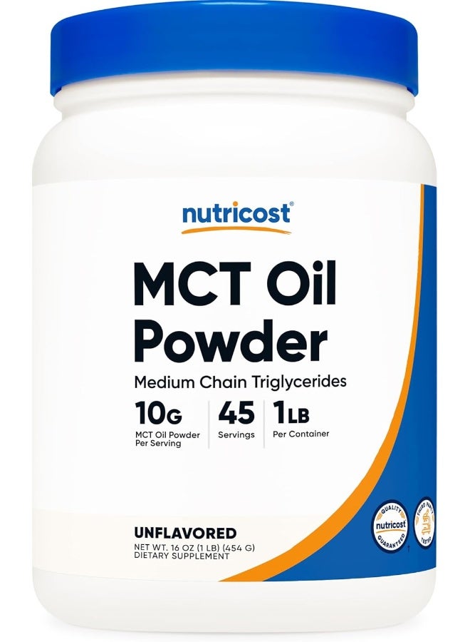 Nutricost Mct Oil Powder 1Lb (16Oz) - Great For Keto, Ketosis And Ketogenic Diets - Zero Net Carbs, Non-Gmo + Gluten Free (Medium Chain Triglyceride) - Image 1