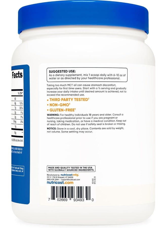 Nutricost Mct Oil Powder 1Lb (16Oz) - Great For Keto, Ketosis And Ketogenic Diets - Zero Net Carbs, Non-Gmo + Gluten Free (Medium Chain Triglyceride) - Image 4