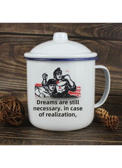 Old-fashioned Nostalgic Thickened Double-lined Iron Tea Jar With Lid Veteran Cadres Cup Cup Cup Cup Cup Optional Pattern Printing-Color:Dreams Still Exist.-Capacity:12cm 1000mL (with Lid)