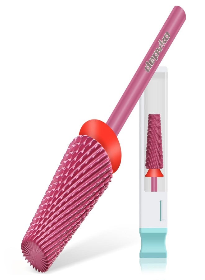 Depvko 5 in 1 Nail Drill Bits, 3/32" Carbide Tungsten Nail Bits for Nail Drill, Professional Two Way Rotate Gel Remover Drill Bit for Manicure Pedicure (Classic 5in1-Red, Fine-F) - Image 1