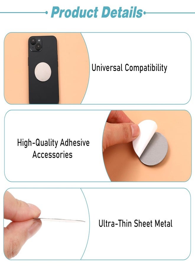 Jeffdad 40Pcs Phone Metal Plates, Round Mobile Phone Magnet Stickers for Magnetic Car Mount, Crafts Wall, and Phone Holder - Image 3