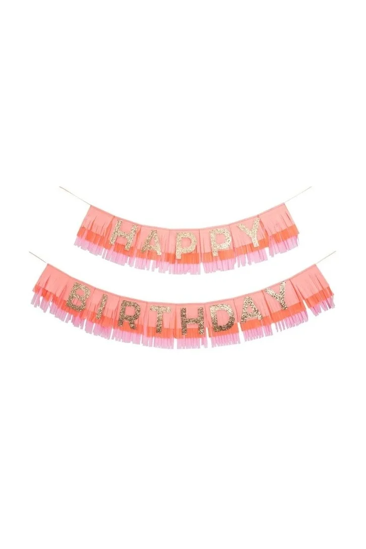 Meri Meri Pink Happy Birthday Fringe Garland