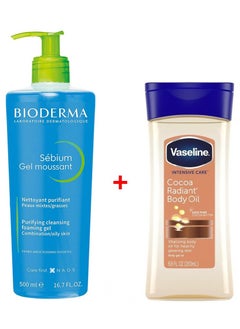 Bioderm Vaseline Intensive Care Cocoa Butter Oil - 200ml-Bioderma Sebium Moussant Foaming Gel - 500ml 
