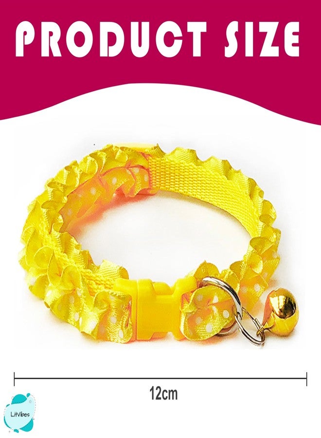Litvibes Cat Collars Breakaway with Bell & Frill Design,Kitten & Small Dogs Soft Adjustable,Safe,Solid & Protection for Cats & Puppies,Cute Kitty Neckband with Frill Design -(Yellow) - Image 2