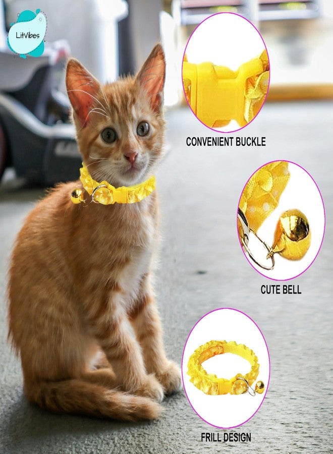 Litvibes Cat Collars Breakaway with Bell & Frill Design,Kitten & Small Dogs Soft Adjustable,Safe,Solid & Protection for Cats & Puppies,Cute Kitty Neckband with Frill Design -(Yellow) - Image 5