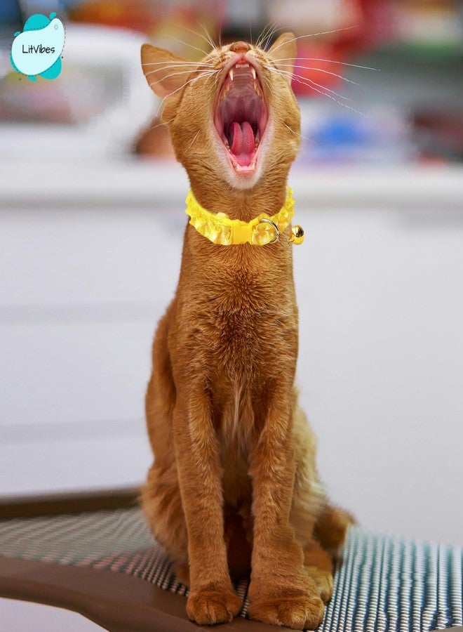 Litvibes Cat Collars Breakaway with Bell & Frill Design,Kitten & Small Dogs Soft Adjustable,Safe,Solid & Protection for Cats & Puppies,Cute Kitty Neckband with Frill Design -(Yellow) - Image 3