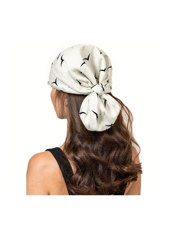 Zeemey Four-piece set of exquisite printed small square scarves, women's silk scarf set, including 4 different patterns such as flying birds, ink painting, and retro elements, smooth fabric, 70*70cm, can be used as scarves, hairbands - Image 2