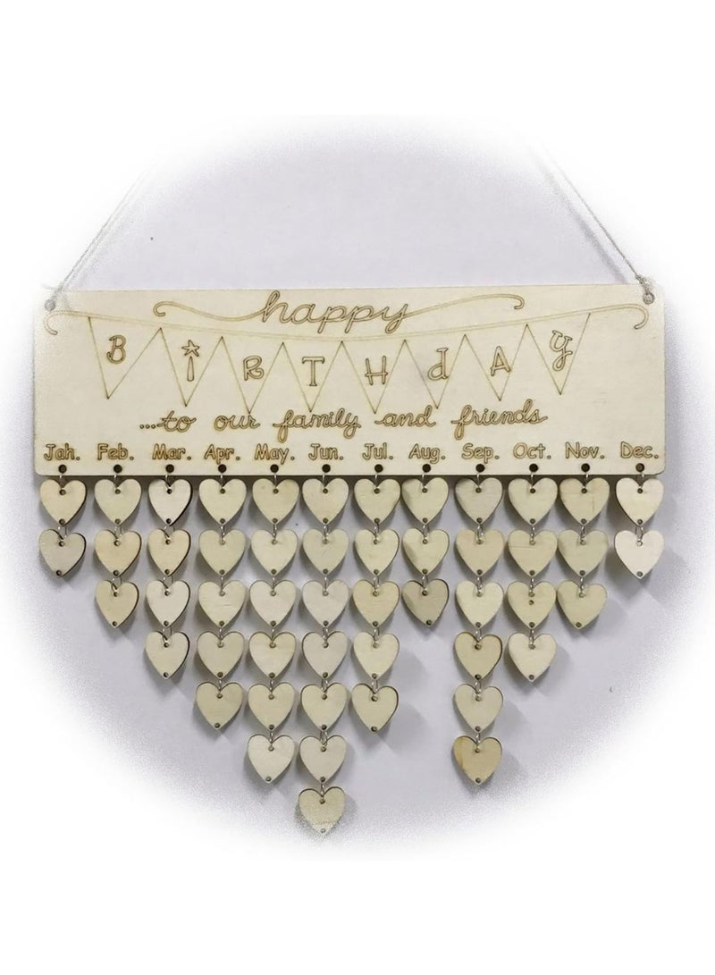 GGOOT Wooden Birthday Tracker Calendar Board Birthday Calendar Wooden Wall Hanging For Mother Grandma Mother Parents,Wooden Family Calendar Birthday Reminder(Wood color)  - Image 3