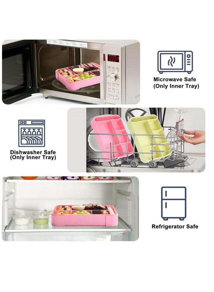 Lunch Box Containers for Toddler Kids, 1330ml Bento Box with Removable Divider  Fork & Spone Microwave Dishwasher Freezer Safe  - Image 4