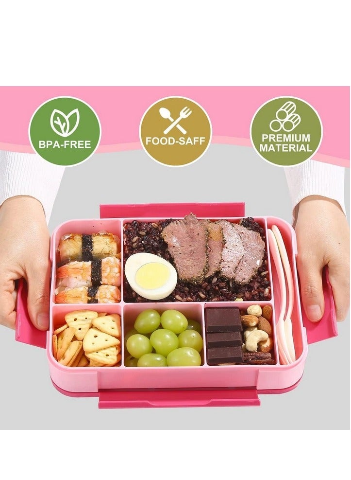Lunch Box Containers for Toddler Kids, 1330ml Bento Box with Removable Divider  Fork & Spone Microwave Dishwasher Freezer Safe  - Image 2