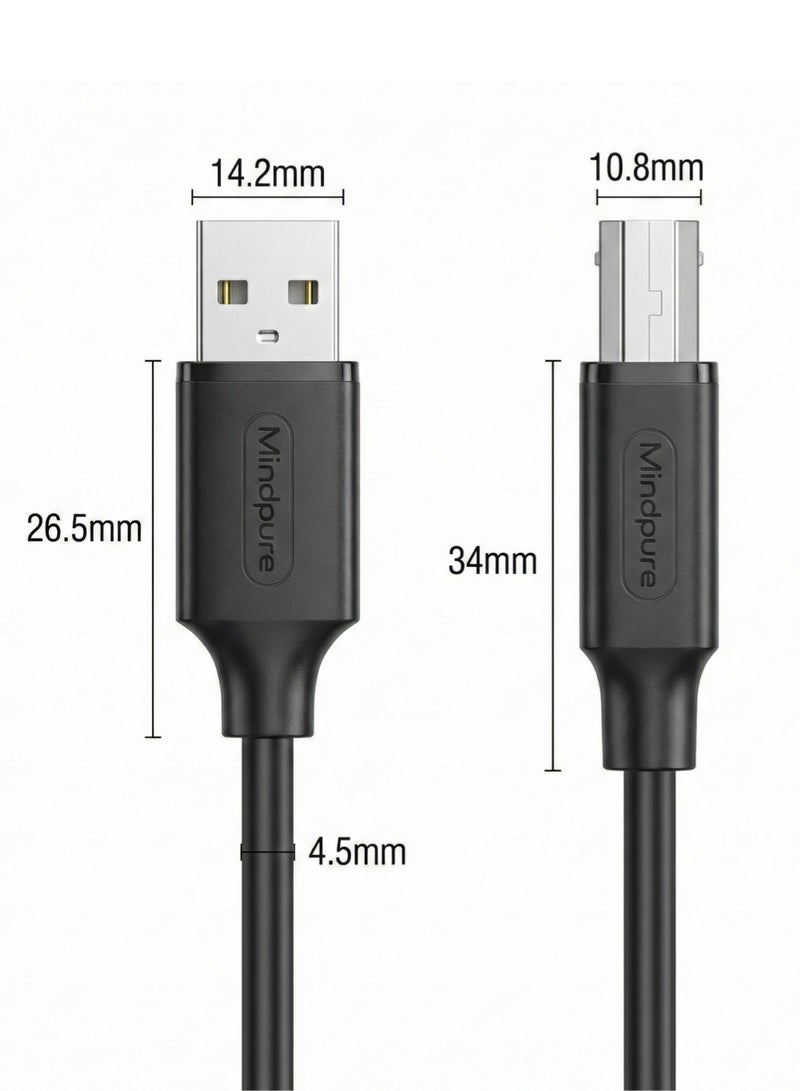 كابل طابعة مايند بيور Mindpure بطول 3 متر، كابل سكنر USB 2.0 عالي السرعة من النوع A إلى B، متوافق مع طابعات اتش بي، كانون، إبسون، براذر، سلك طابعة، ملحقات كمبيوتر، توصيل سريع، مكتب، طابعة ليزر - Image 2