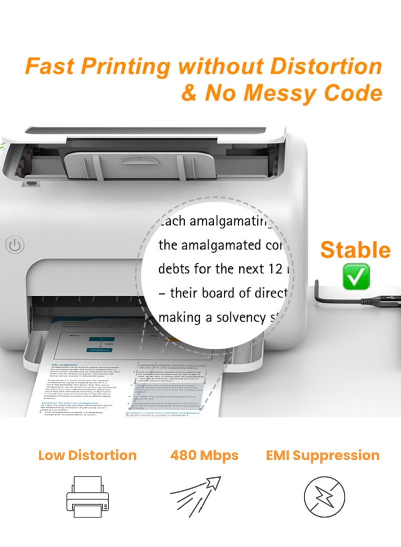 كابل طابعة مايند بيور Mindpure بطول 3 متر، كابل سكنر USB 2.0 عالي السرعة من النوع A إلى B، متوافق مع طابعات اتش بي، كانون، إبسون، براذر، سلك طابعة، ملحقات كمبيوتر، توصيل سريع، مكتب، طابعة ليزر - Image 3