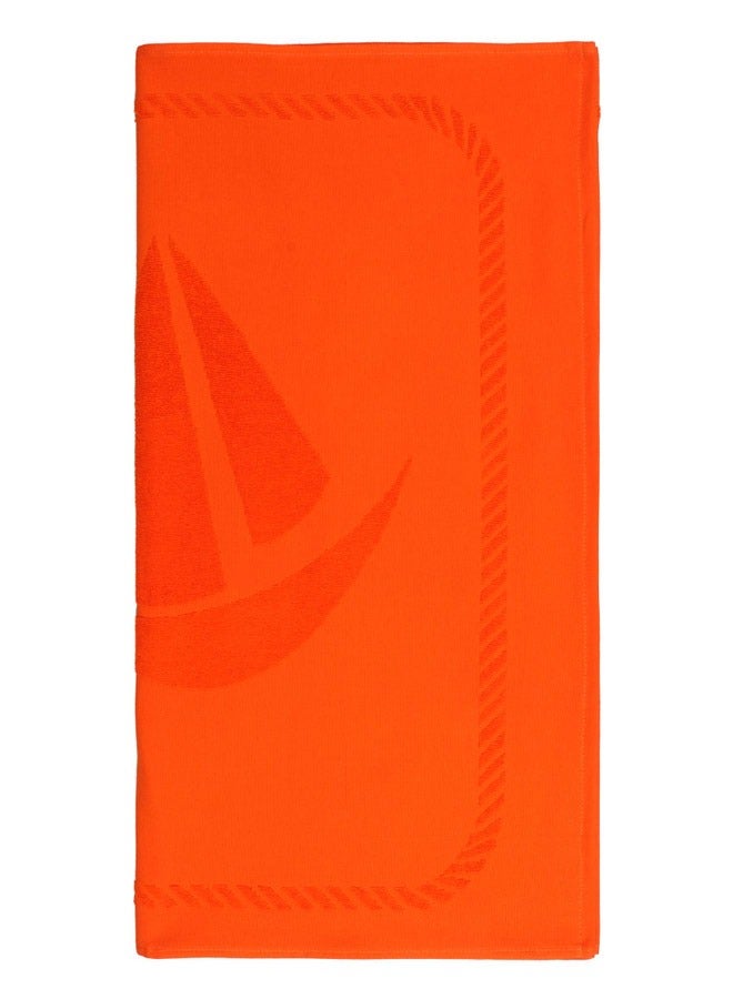 Anemoss Large Size Beach Towel, 100% Turkish Cotton, Sail Anchor Design, Orange, High Absorbent, Soft Towel, 70x140cm - Image 4