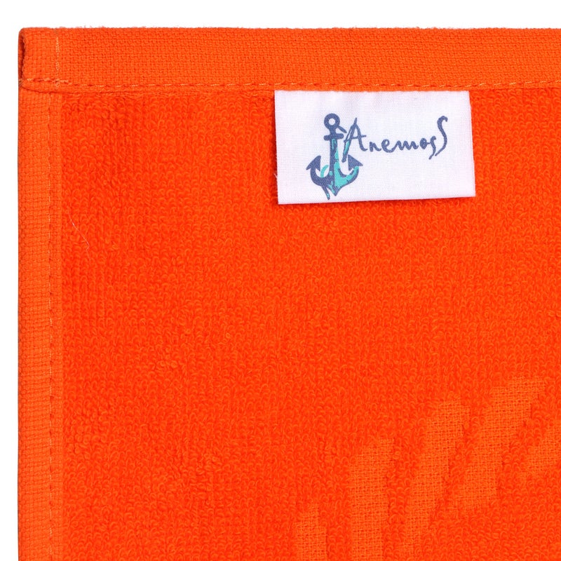 Anemoss Large Size Beach Towel, 100% Turkish Cotton, Sail Anchor Design, Orange, High Absorbent, Soft Towel, 70x140cm - Image 4