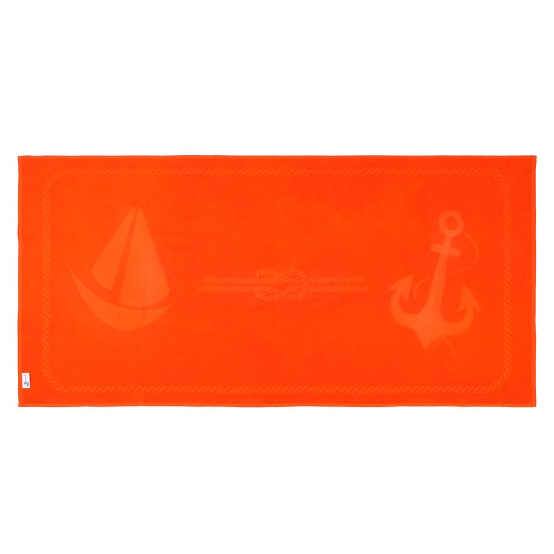 Anemoss Large Size Beach Towel, 100% Turkish Cotton, Sail Anchor Design, Orange, High Absorbent, Soft Towel, 70x140cm - Image 2