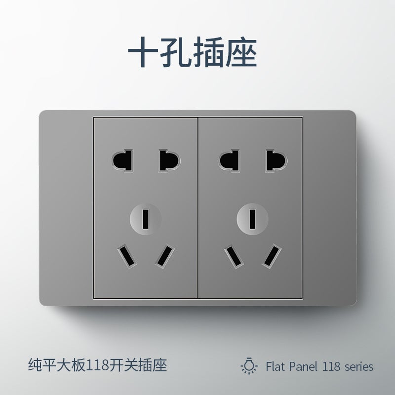118 gold ash kitchen special socket with switch panel multi-hole 6-hole 9 9-hole 20 12-hole domestic concealed installation Two: ten holes (six holes) 