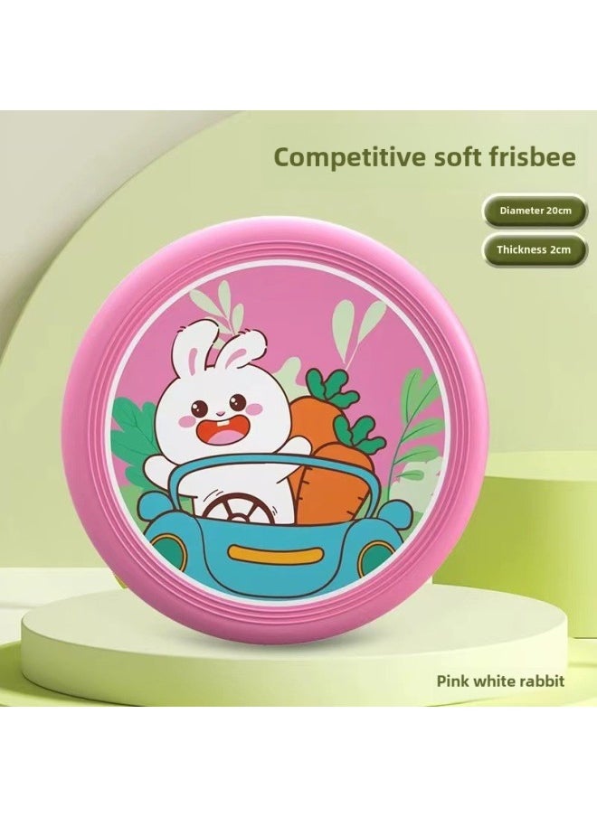 Generic Direct Sale Soft Frisbee Children Physical Exercise Frisbee Adult Competitive Props Parent-child Outdoor Interactive Toys-Specifications:Pink White Rabbit  - Image 1