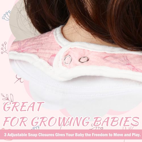 Yearntown 6 Pack Baby Muslin Bibs for Girls Boys Adjustable 100% Cotton Soft for Drooling and Teething Organic Lap-Shoulder(Pink Bow) - Image 3