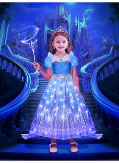 G.C Girls Light Up Elsa Frozen Costume Dress Princess Dress Up Clothes With Cape Toddler Kids Wig Crown Jewelry Halloween Cosplay Birthday Party Gifts  - Image 2