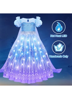 G.C Girls Light Up Elsa Frozen Costume Dress Princess Dress Up Clothes With Cape Toddler Kids Wig Crown Jewelry Halloween Cosplay Birthday Party Gifts  - Image 4
