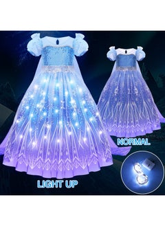 G.C Girls Light Up Elsa Frozen Costume Dress Princess Dress Up Clothes With Cape Toddler Kids Wig Crown Jewelry Halloween Cosplay Birthday Party Gifts  - Image 3