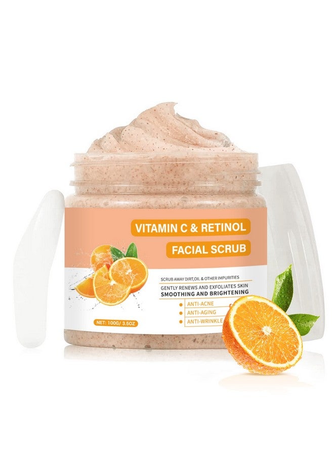 YAFUSIPE Vitamin C and Retinol Facial Scrub Face Scrub Exfoliating Face Wash Vitamin C Facial Body Scrub Microdermabrasion Facial Scrub Face Exfoliate Exfoliator for Blackhead Ingrown Hair KP Bump Eraser 3.5OZ - Image 1
