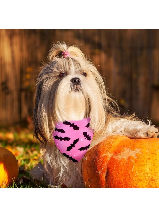 Sanwuta 8 Pcs Halloween Dog Bandanas for Dogs Halloween Dog Costume Pink Pumpkin Bat Ghost Triangle Pet Scarf for Female Dogs Adjustable Dog Bibs Scarf for Halloween Costume Accessories Decoration - Image 5