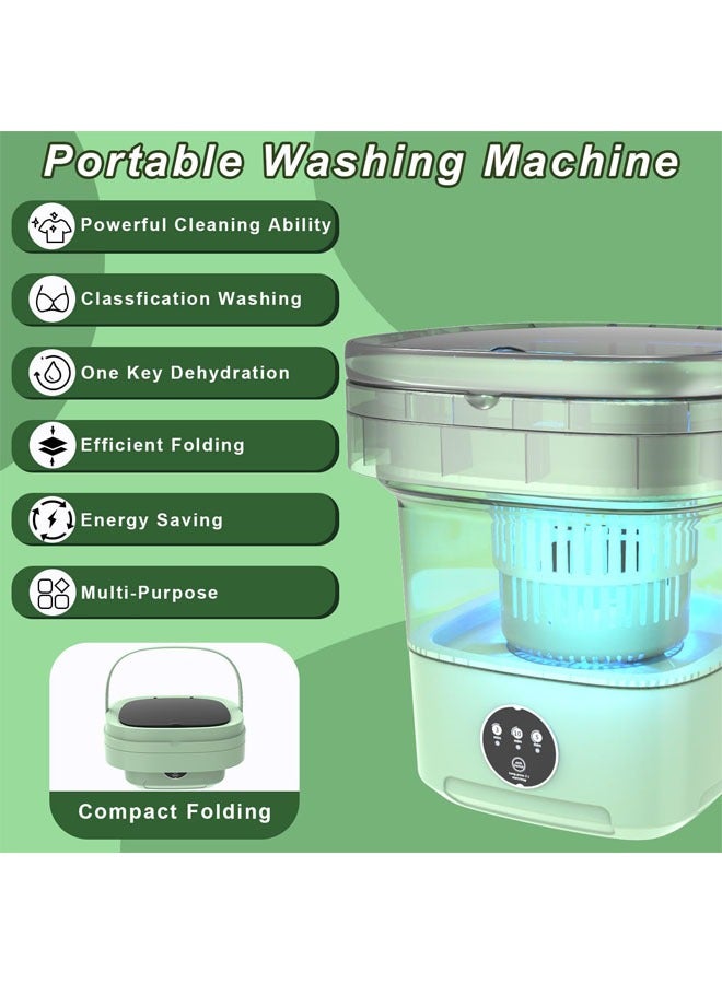 Portable Washing Machine, Foldable Mini Washing Machine, 11 L Large Capacity, Small Collapsible Laundry Washer for Apartment, Travel, RV, Underwears, Socks, Baby Clothes, Green - Image 3