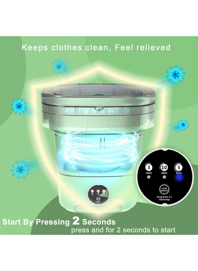 Portable Washing Machine, Foldable Mini Washing Machine, 11 L Large Capacity, Small Collapsible Laundry Washer for Apartment, Travel, RV, Underwears, Socks, Baby Clothes, Green - Image 5