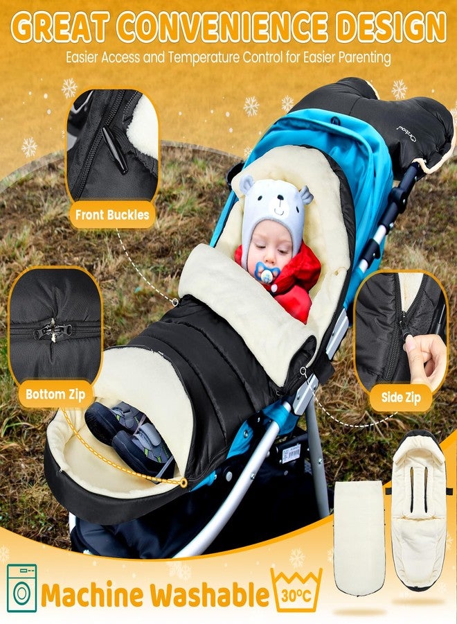 IvyWind Stroller Footmuff, Baby Winter Stroller Bunting Bag with Removable Zipper, Universal Warm Sleeping Bag for Cold Weather, Waterproof & Cozy Fleece Lining for Toddler Infant Kids, Black - Image 3