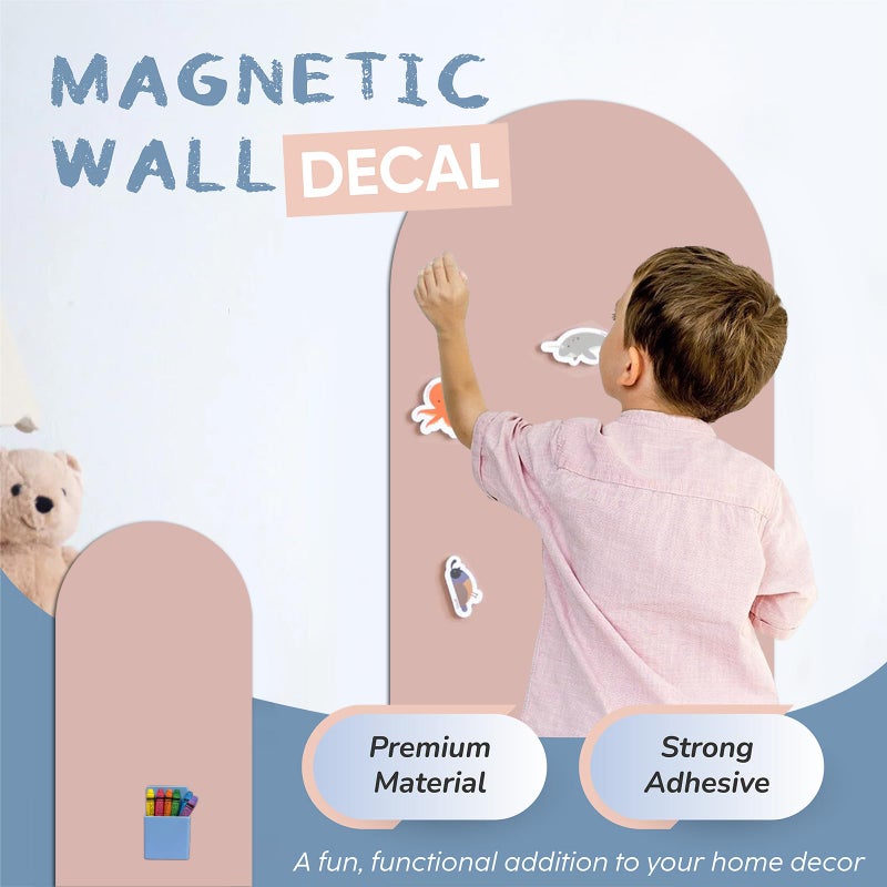 YOUNGJQ Magnetic Arch Wall Decal, Magnetic Chalkboard for Wall 39" x 18" Adhesive Backing Wallpaper for Playroom Home(Camel Blush) - Image 4