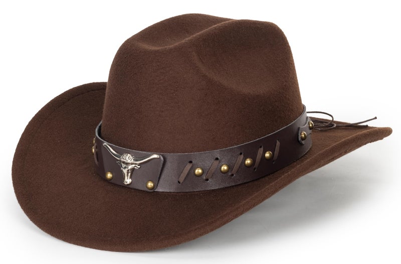 CaySep Women-Rhinestone-Western-Cowboy-Hats - Vintage-Wide-Brim-Cowgirls-Hat Bling-Diamond-Hat for Disco Music Party M/L, Unique Coffee, M - Image 1