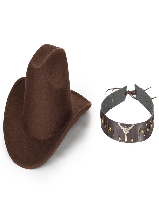 CaySep Women-Rhinestone-Western-Cowboy-Hats - Vintage-Wide-Brim-Cowgirls-Hat Bling-Diamond-Hat for Disco Music Party M/L, Unique Coffee, M - Image 4