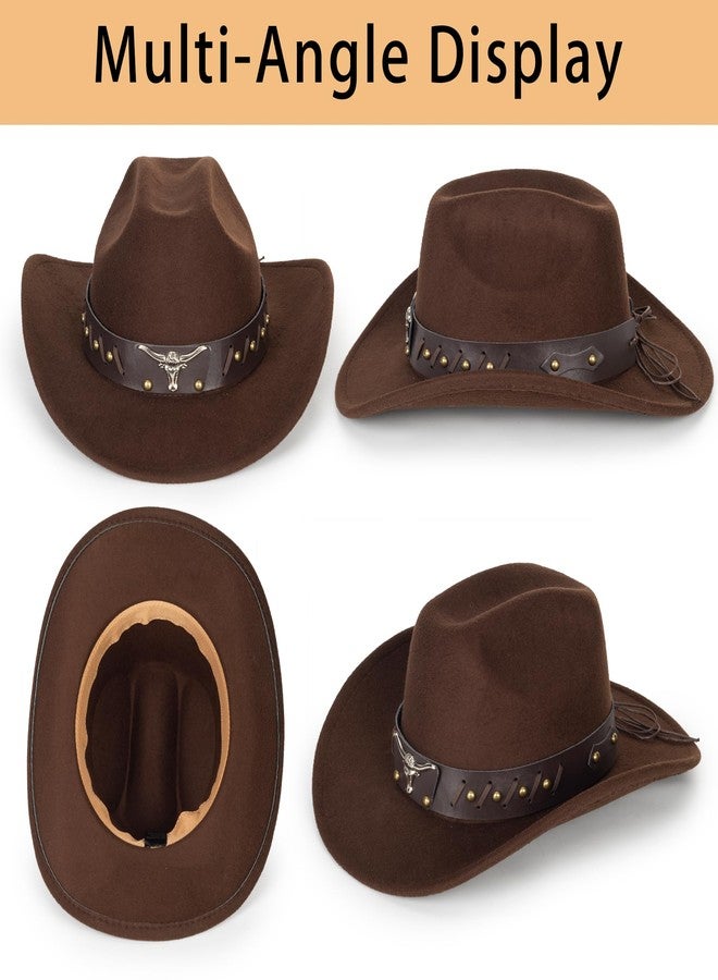 CaySep Women-Rhinestone-Western-Cowboy-Hats - Vintage-Wide-Brim-Cowgirls-Hat Bling-Diamond-Hat for Disco Music Party M/L, Unique Coffee, M - Image 5