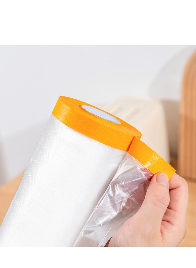 Dust Sheets Roll Plastic Masking Film Pre-Taped Adhesive Sheet Dust-Proof & Waterproof Shields for Painting, Decorating, Furniture Covering (300cm*10m) - Image 1