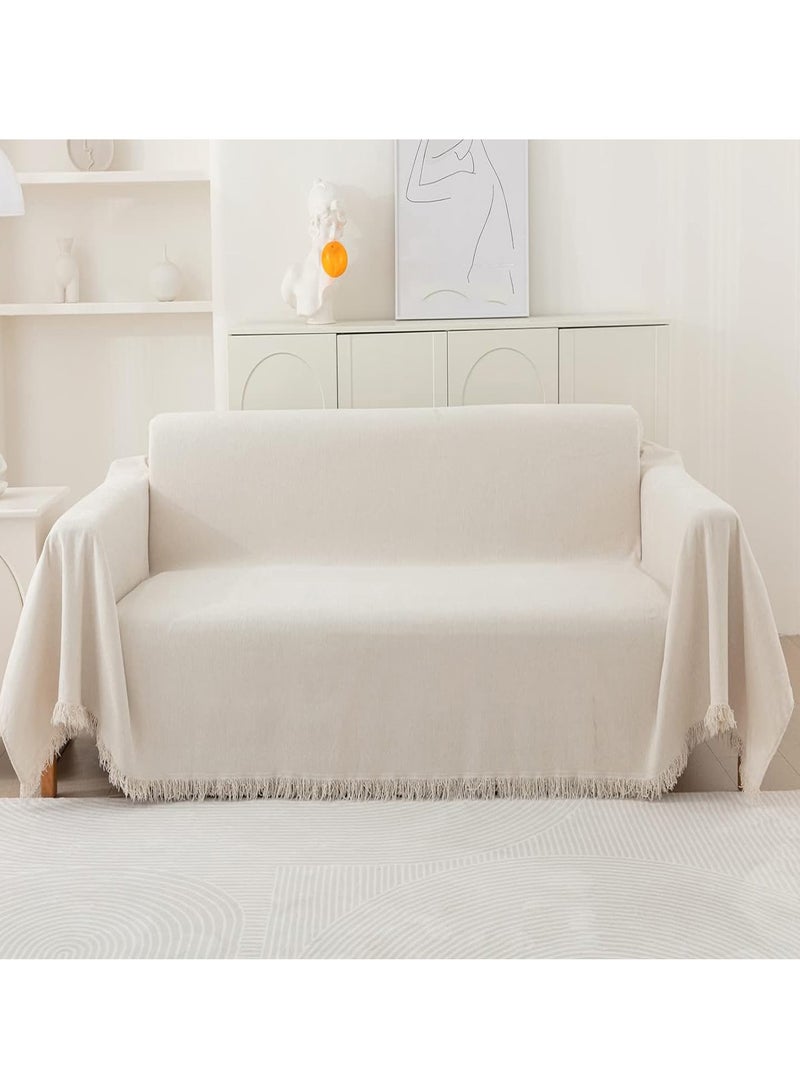 مارلا مول غطاء أريكة على الطراز البوهيمي، مناسب لغطاء الأريكة الزاوية (على شكل حرف L)، غطاء أريكة قابل للغسل، ناعم، مسامي، عالمي لجميع المواسم، مقاوم للماء، مضاد للخدش ومضاد للغبار. (أبيض، الطول: 300 × العرض: 180 سم) - Image 4