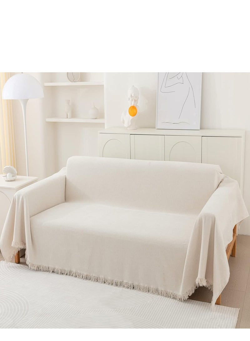 مارلا مول غطاء أريكة على الطراز البوهيمي، مناسب لغطاء الأريكة الزاوية (على شكل حرف L)، غطاء أريكة قابل للغسل، ناعم، مسامي، عالمي لجميع المواسم، مقاوم للماء، مضاد للخدش ومضاد للغبار. (أبيض، الطول: 300 × العرض: 180 سم) - Image 3