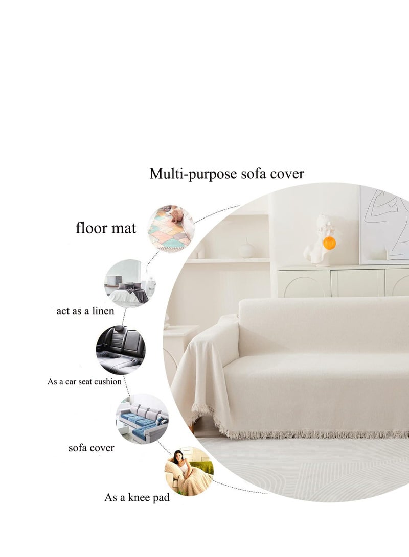 مارلا مول غطاء أريكة على الطراز البوهيمي، مناسب لغطاء الأريكة الزاوية (على شكل حرف L)، غطاء أريكة قابل للغسل، ناعم، مسامي، عالمي لجميع المواسم، مقاوم للماء، مضاد للخدش ومضاد للغبار. (أبيض، الطول: 300 × العرض: 180 سم) - Image 5
