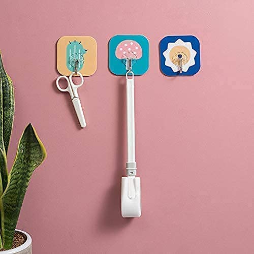 Obbi Plastic Self Adhesive No Drills Wall/Rail/Kitchen/Bathroom Strong Sticky Towel Hanger Hook Multicolored, Pack of 20 - Image 2