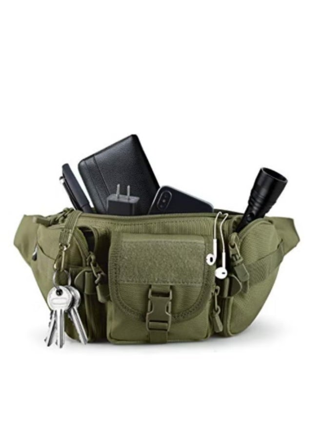 SHENGHUI Tactical Fanny Pack, Military Waist Bag Pack with U.S Patch Utility Hip Belt Bumbag for Outdoor Fishing Hiking, Army Green 5 Zipper Pockets,S, Tactical Fanny Pack - Image 5