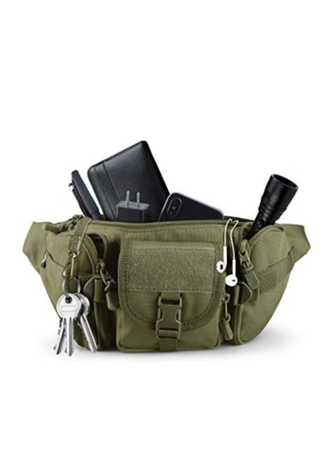 SHENGHUI Tactical Fanny Pack, Military Waist Bag Pack with U.S Patch Utility Hip Belt Bumbag for Outdoor Fishing Hiking, Army Green 5 Zipper Pockets,S, Tactical Fanny Pack - Image 3