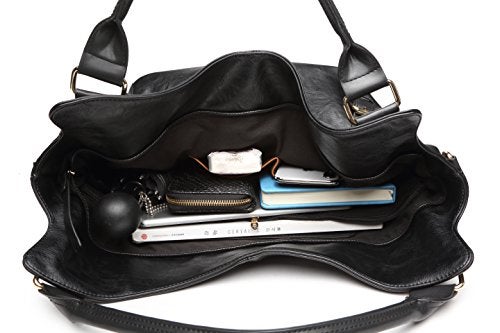 ITSCOSY Women Tote Bag Handbags PU Leather Fashion Hobo Shoulder Bags with Adjustable Shoulder Strap, M, Black - Image 3