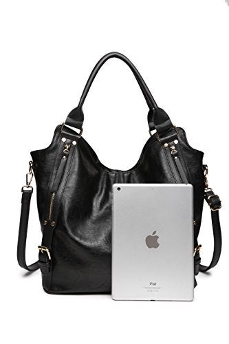ITSCOSY Women Tote Bag Handbags PU Leather Fashion Hobo Shoulder Bags with Adjustable Shoulder Strap, M, Black - Image 2