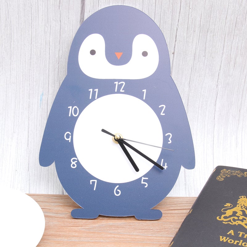 2 pcs Adorable Room Clock Cartoon Penguin Clock Wall Hanging Clock DIY Time for Home Kindergarten - Image 4