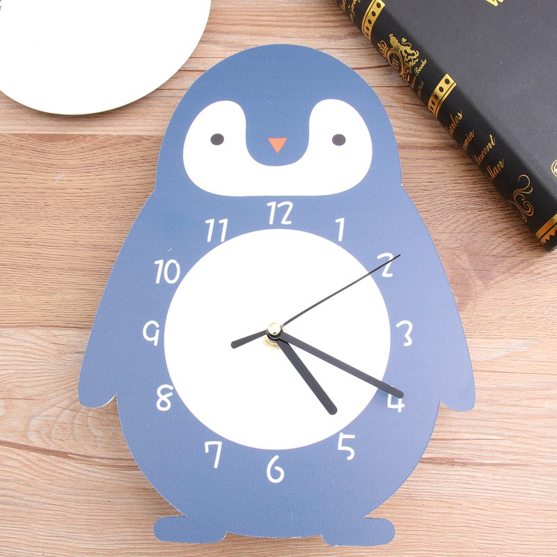 2 pcs Adorable Room Clock Cartoon Penguin Clock Wall Hanging Clock DIY Time for Home Kindergarten - Image 2