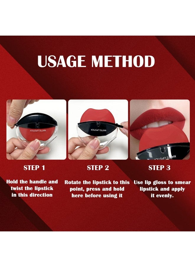 DAGEDA 3 Colors Matte Lipstick Set, Matte Velvet Lipstick Lip Shape Lazy Lipstick, Long Lasting High Pigmented Nonstick Cup Lip Gloss, Waterproof Easy To Color Lipstick Lazy Lip Makeup (Color B) - Image 5