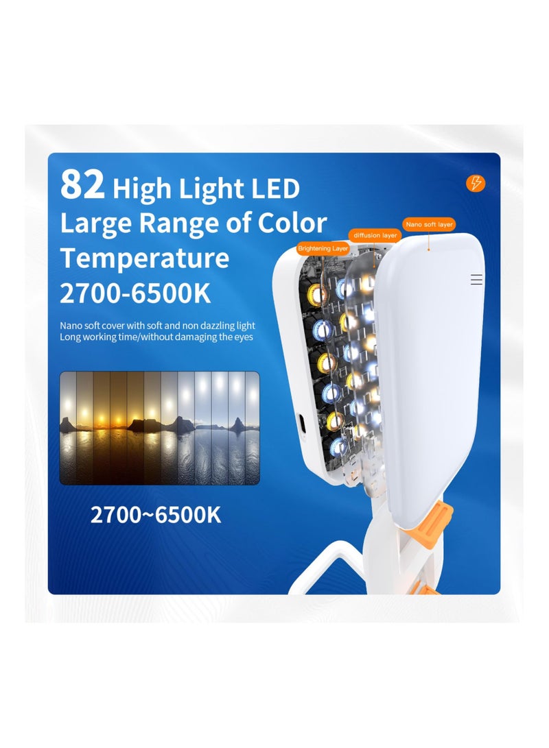 إسكدنيا ضوء سيلفي محمول 82 LED ضوء هاتف 3 أوضاع إضاءة وأوضاع RGB ضوء قابل لإعادة الشحن حامل هاتف قابل للطي للصور السيلفي، فلوغ، تيك توك، فيديو (مع حامل قابل للطي) - Image 5