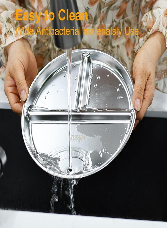 Zalaxt Portion Control Plates Set of 4 Stainless Steel Divided Plates 9" Reusable Dinner Plates (4) - Image 5