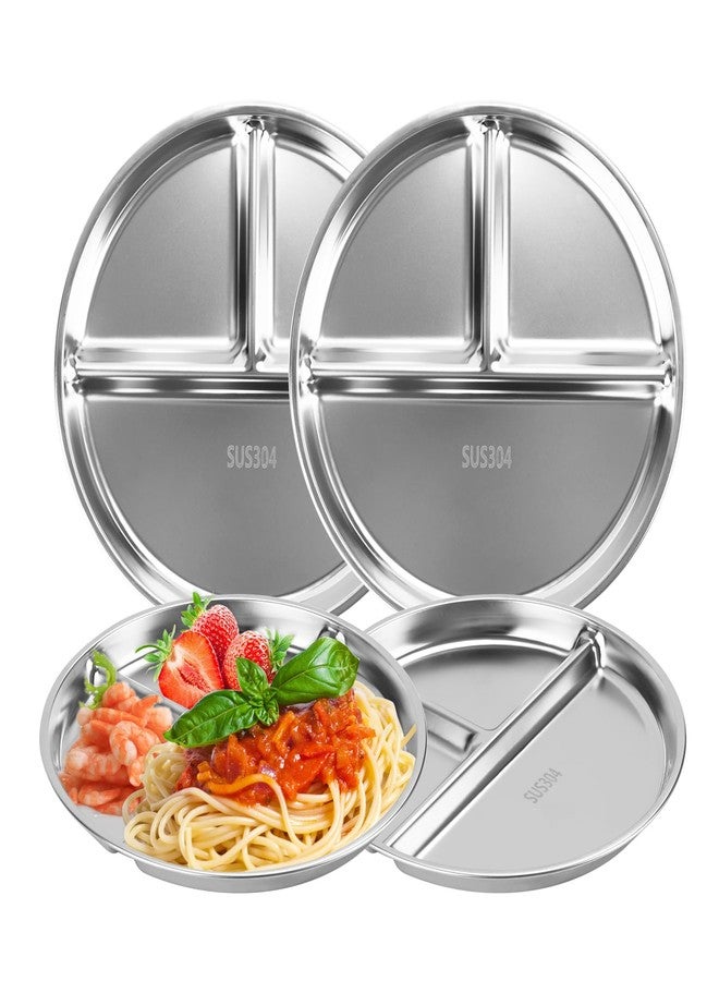 Zalaxt Portion Control Plates Set of 4 Stainless Steel Divided Plates 9" Reusable Dinner Plates (4) - Image 1