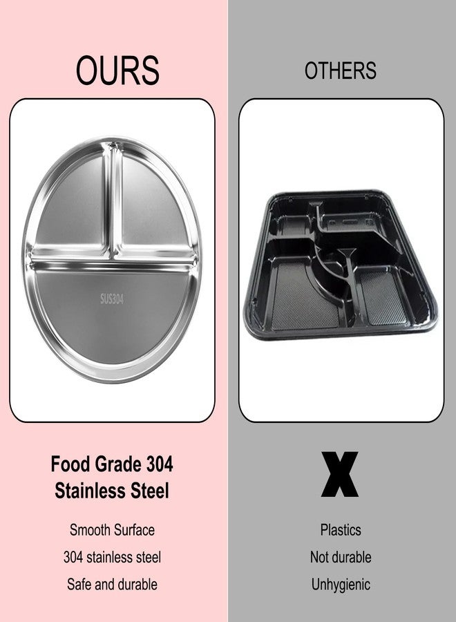 Zalaxt Portion Control Plates Set of 4 Stainless Steel Divided Plates 9" Reusable Dinner Plates (4) - Image 3